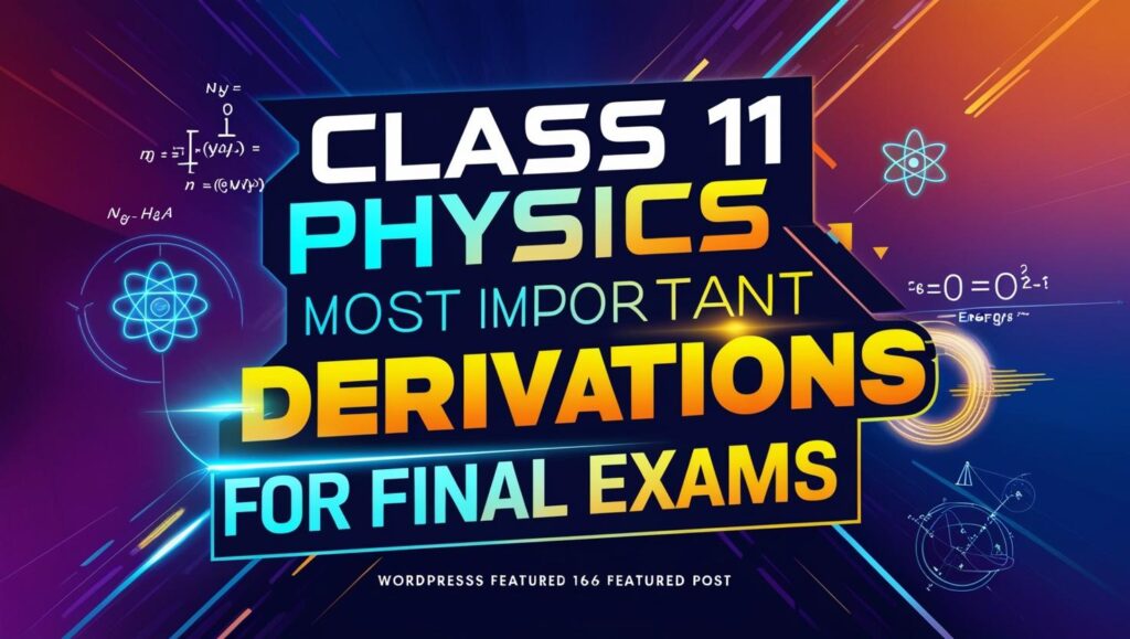 11th Physics – Most Important Derivation From Each Chapter